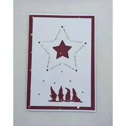 Weihnachtskarte,  DIN A6, Stern-Ausstanzung, Bordeaux, Wichtel