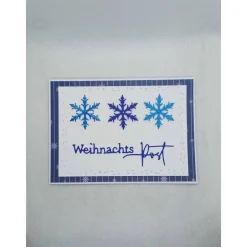 Weihnachtskarte,  DIN A6,  Weihnachtspost, blau, Schneeflocken