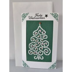 Weihnachtskarte, Gestickte Grußkarte, Klappkarte, Handarbeit