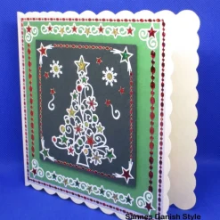 Weihnachtskarte grün weiß rot mit Sticker Weihnachtsbaum, ca. 15 x 15 cm – Handgemacht & einzigartig