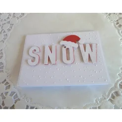 Weihnachtskarte, Klappkarte in weiß/rot mit Nikolausmütze