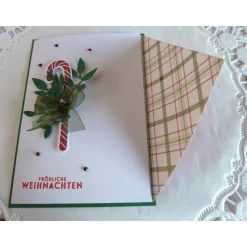 Weihnachtskarte, Klappkarte in weiß/rot/grün