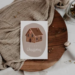 Weihnachtskarte Lebkuchenhaus süße Weihnachtskarte fröhliche Feiertage - Karte Advent - Geschenke verpacken Weihnachten