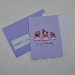 Weihnachtskarte lila, Vögel