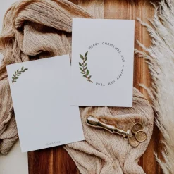 Weihnachtskarte minimalistisch A6 weihnachtliche Grußkarte - Tannenzweig Weihnachtskarte Kreis - Postkarte minimalistisc