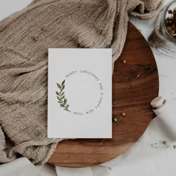 Weihnachtskarte minimalistisch A6 weihnachtliche Grußkarte - Tannenzweig Weihnachtskarte Kreis - Postkarte minimalistisc