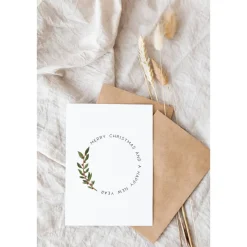 Weihnachtskarte minimalistisch A6 weihnachtliche Grußkarte - Tannenzweig Weihnachtskarte Kreis - Postkarte minimalistisc