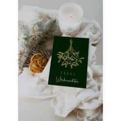 Weihnachtskarte Mistelzweig A6 weihnachtliche Grußkarte grün - Weihnachtskarte Winter - Grußkarte Weihnachtszeit - Postk
