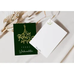 Weihnachtskarte Mistelzweig A6 weihnachtliche Grußkarte grün - Weihnachtskarte Winter - Grußkarte Weihnachtszeit - Postk