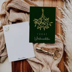 Weihnachtskarte Mistelzweig A6 weihnachtliche Grußkarte grün - Weihnachtskarte Winter - Grußkarte Weihnachtszeit - Postk