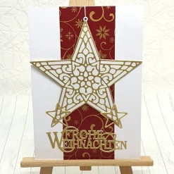 Weihnachtskarte mit Dekoanhänger Sternenregen – nachhaltige Grußkarte & Deko in Einem