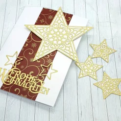 Weihnachtskarte mit Dekoanhänger Sternenregen – nachhaltige Grußkarte & Deko in Einem