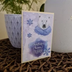 Weihnachtskarte mit Eisbär - Schneeflocken