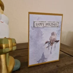 Weihnachtskarte mit Eule - Bäume  - Äste