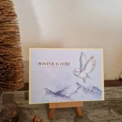 Weihnachtskarte mit Eule - Berge - Winter is Here