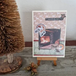 Weihnachtskarte mit Kamin - Geschenk - With Love