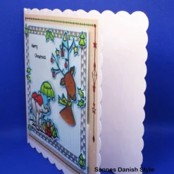 Weihnachtskarte mit kleinen Elefanten und Reh – 3D Sticker Karte im hyggeligen Design, 15x15 cm