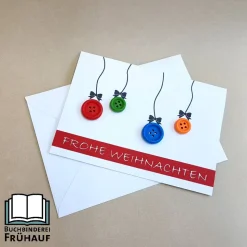 Weihnachtskarte mit Knöpfen pink oder rot