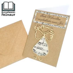 Weihnachtskarte mit Papierdrahtfiguren Engel Papierdrahtengel