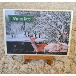 Weihnachtskarte mit Schneelandschaft , Hirsche , Winter Days
