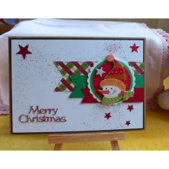 Weihnachtskarte mit Schneemannkopf,Merry Christmas