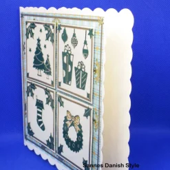 Weihnachtskarte mit Stickern – grün & beige, ca. 15 x 15 cm, inkl. Umschlag