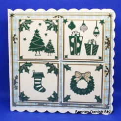 Weihnachtskarte mit Stickern – grün & beige, ca. 15 x 15 cm, inkl. Umschlag