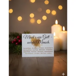 Weihnachtskarte Postkarte tiefgründig „mach’s wie Gott“