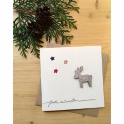 Weihnachtskarte "Rentier unterm Sternenhimmel"