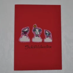 Weihnachtskarte rot, Vögel