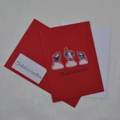 Weihnachtskarte rot, Vögel