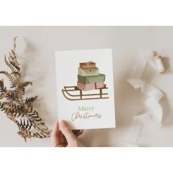 Weihnachtskarte Schlitten mit Geschenken - weihnachtliche Grußkarte Weihnachtsschlitten Weihnachtskarte - Grußkarte Weih