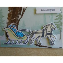 Weihnachtskarte  Schlittenfahrt Winterlandschaft  Weihnachtspost Weihnachten Weihnachtsgrüsse Weihnachten