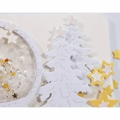 Weihnachtskarte Schüttel-Karte Glitzer weiß gold Schneekugel besonders.aufwändig elegant festlich