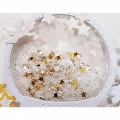 Weihnachtskarte Schüttel-Karte Glitzer weiß gold Schneekugel besonders.aufwändig elegant festlich