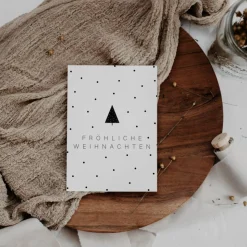 Weihnachtskarte schwarz weiß A6 - weihnachtliche Grußkarte - Tannenbaum Weihnachtskarte Punkte - Postkarte minimalistisc