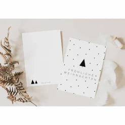 Weihnachtskarte schwarz weiß A6 - weihnachtliche Grußkarte - Tannenbaum Weihnachtskarte Punkte - Postkarte minimalistisc