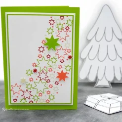 Weihnachtskarte Sterne grün