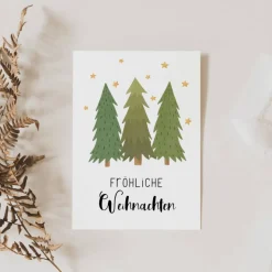 Weihnachtskarte Tannenbäume A6 weihnachtliche Grußkarte - Winterwald Weihnachtskarte - Grußkarte Weihnachtszeit - Karte