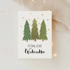 Weihnachtskarte Tannenbäume A6 weihnachtliche Grußkarte - Winterwald Weihnachtskarte - Grußkarte Weihnachtszeit - Karte