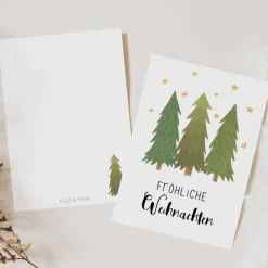 Weihnachtskarte Tannenbäume A6 weihnachtliche Grußkarte - Winterwald Weihnachtskarte - Grußkarte Weihnachtszeit - Karte