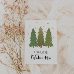 Weihnachtskarte Tannenbäume A6 weihnachtliche Grußkarte - Winterwald Weihnachtskarte - Grußkarte Weihnachtszeit - Karte