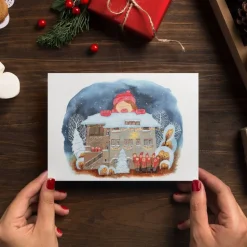 Weihnachtskarte 'Weihnachtssingen' mit Umschlag aus Kraftpapier | DinA6 Querformat | umweltfreundlich