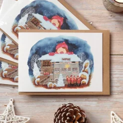 Weihnachtskarte 'Weihnachtssingen' mit Umschlag aus Kraftpapier | DinA6 Querformat | umweltfreundlich