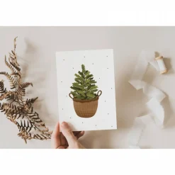 Weihnachtskarte Weihnachtsbaum im Korb - weihnachtliche Grußkarte Tanne - Winterwald Grußkarte Weihnachtszeit Postkarte
