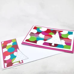 Weihnachtskarte Weihnachtsbaum pink-bunt