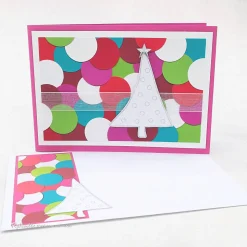 Weihnachtskarte Weihnachtsbaum pink-bunt
