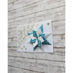 Weihnachtskarte, Weihnachtsstern, türkis,weiß, Geldgeschenk.