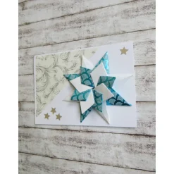 Weihnachtskarte, Weihnachtsstern, türkis,weiß, Geldgeschenk.