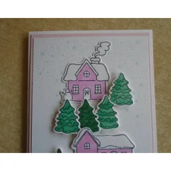 Weihnachtskarte Winterdorf Weihnachtskarten Weihnachtspost Weihnachten Weihnachtsgrüsse Weihnachten Handgemacht